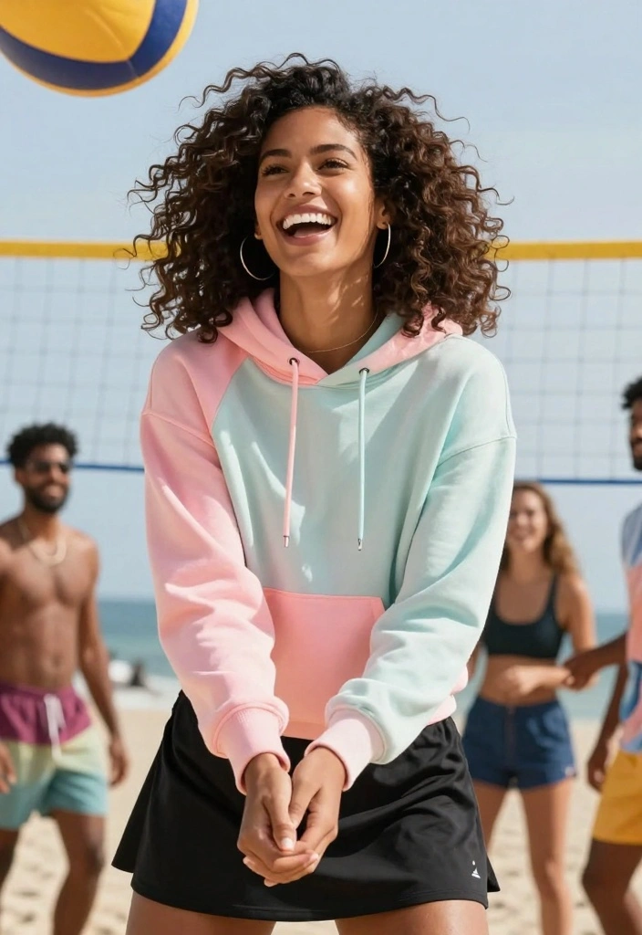 14 Black Summer Skirt Outfit Ideas For Hot Days - 11. Black Skirt with a Lightweight Hoodie 1