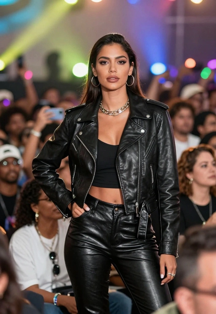 14 Brat Concert Outfit Ideas For Women - 12. Edgy Leather 1