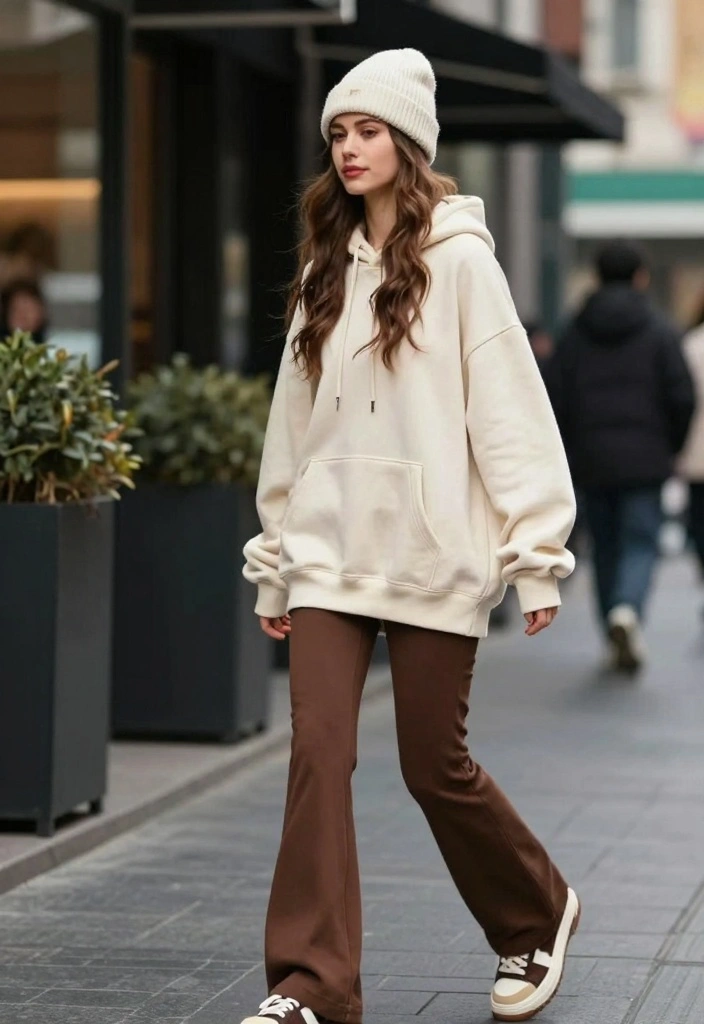 14 Brown Flare Pants Outfit Ideas For Women - 14. Eco-Friendly Street Style 1