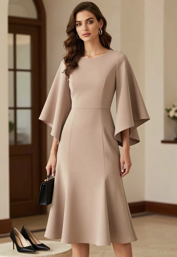 14 Classy Flare Dress Outfit Ideas For Special Events - 11. Statement Sleeve Flare Dress 1