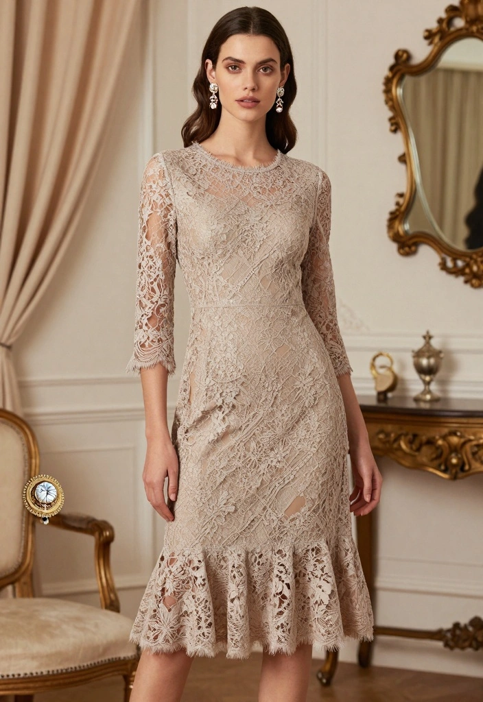 14 Classy Flare Dress Outfit Ideas For Special Events - 2. Vintage-Inspired Lace Flare Dress 1