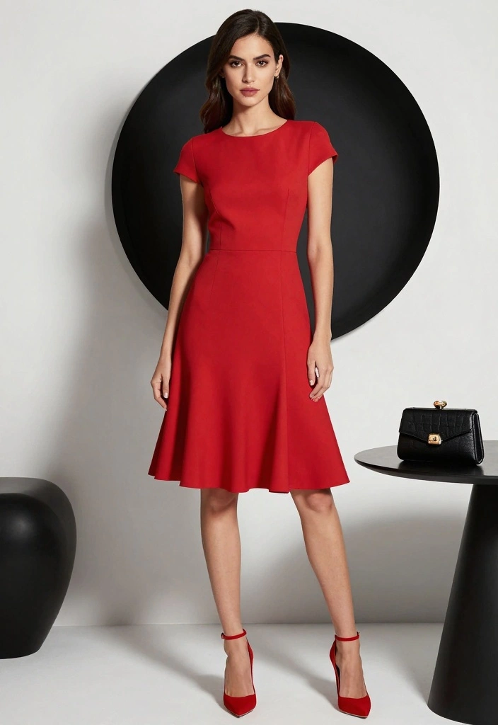 14 Classy Flare Dress Outfit Ideas For Special Events - 4. Bold Monochrome Flare Dress 1