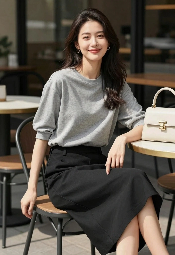 14 Jersey And Skirt Outfit Ideas With Sporty Chic - 14. Casual Jersey with a Wrap-Around Skirt 1