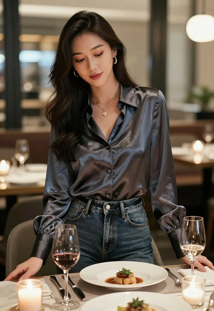 14 Ksubi Jeans Outfit Ideas For Women - 14. Ksubi Jeans with a Silk Blouse 1