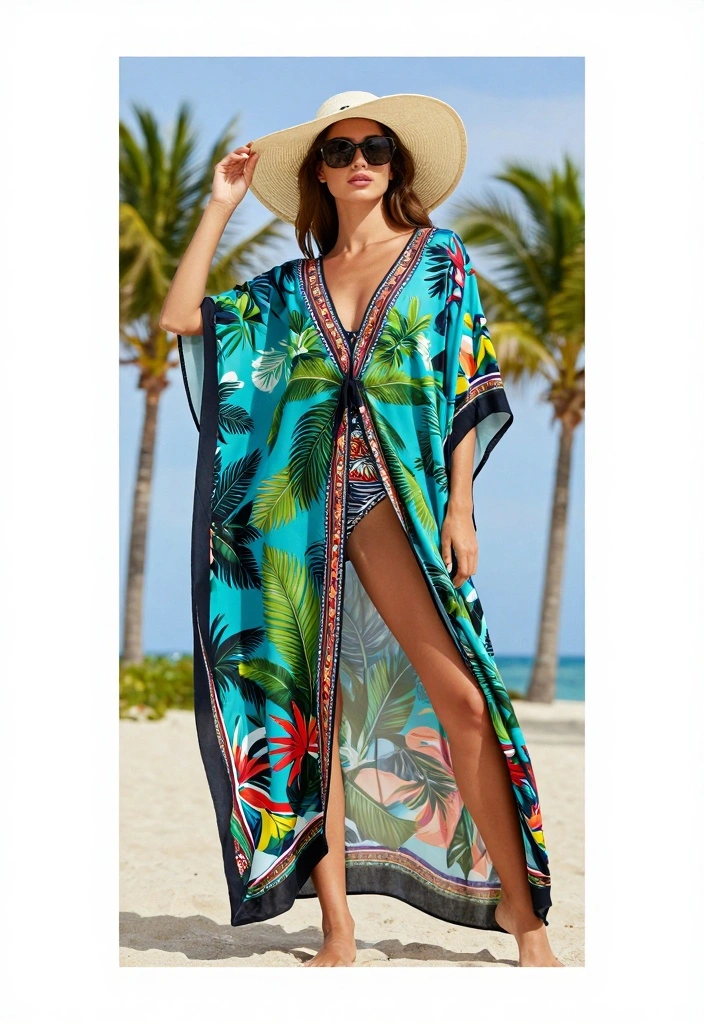 14 Luau Party Outfit Ideas for Women - 4. Chic Kaftan Cover-Up 1
