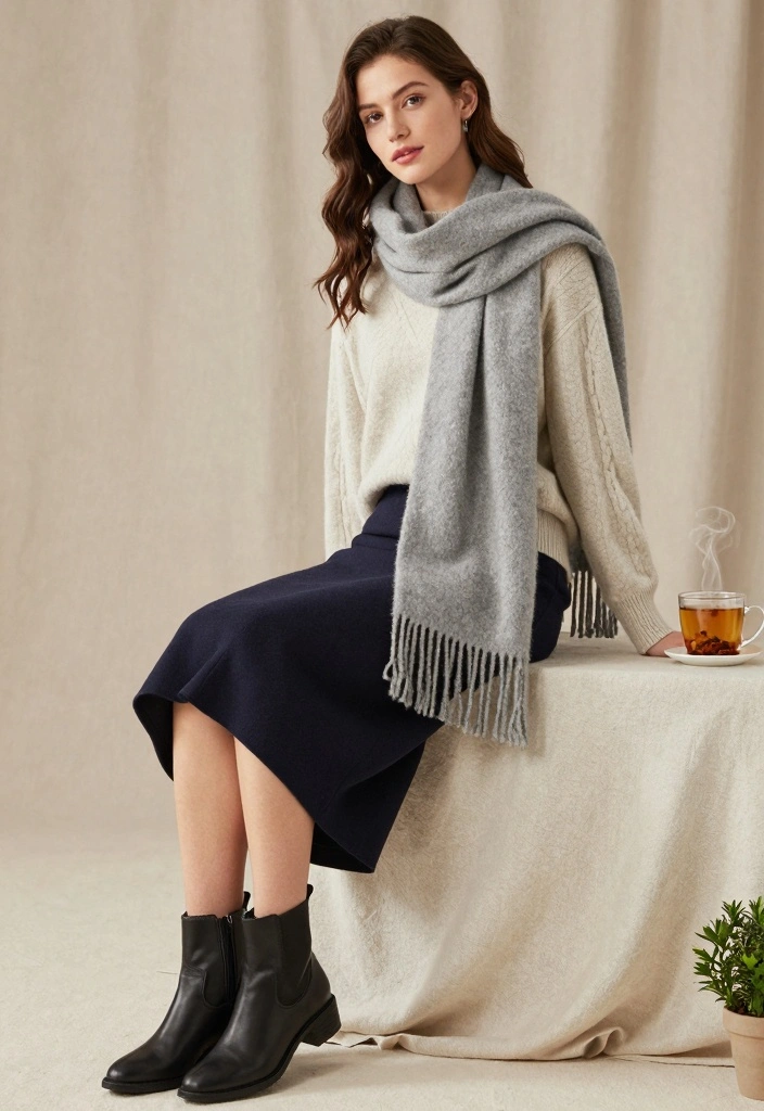 14 Navy Skirt Outfit Ideas With Clean Elegance - 2. The Layered Look 1