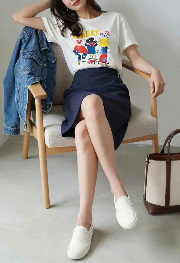 14 Navy Skirt Outfit Ideas With Clean Elegance - 5. Weekend Ready 1