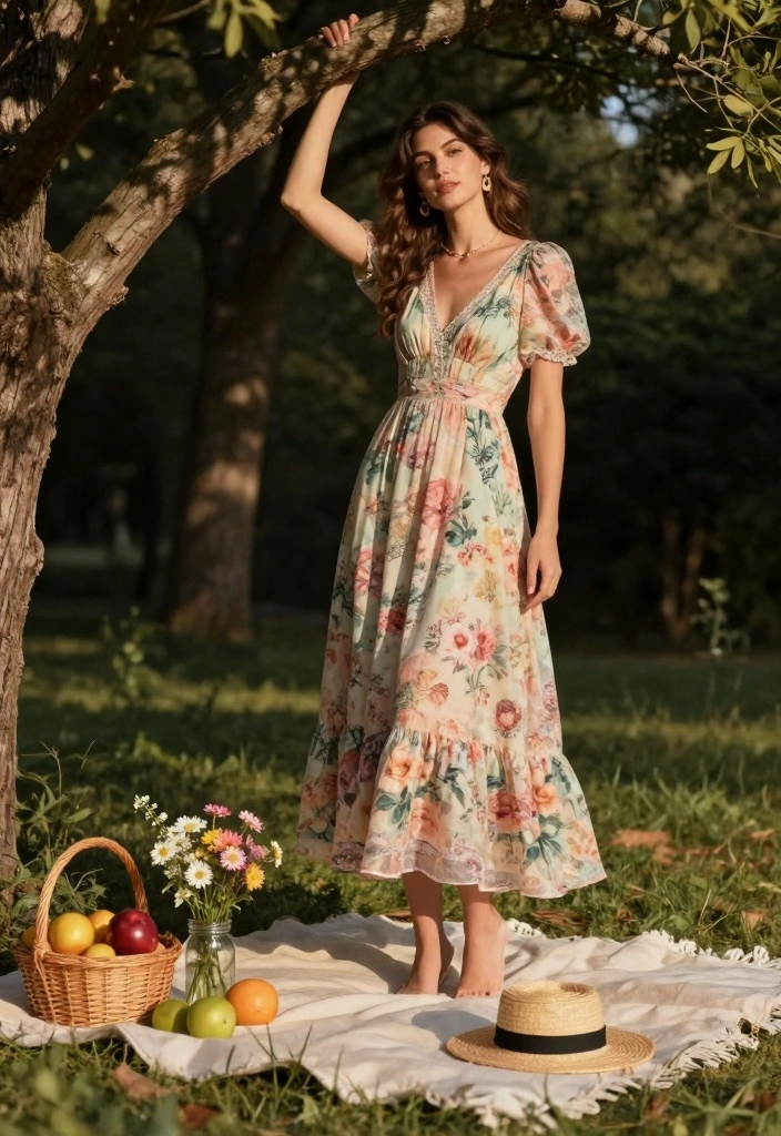 14 Sustainable Birthday Party Outfit Ideas For Women - 1. Vintage Floral Maxi Dress 1