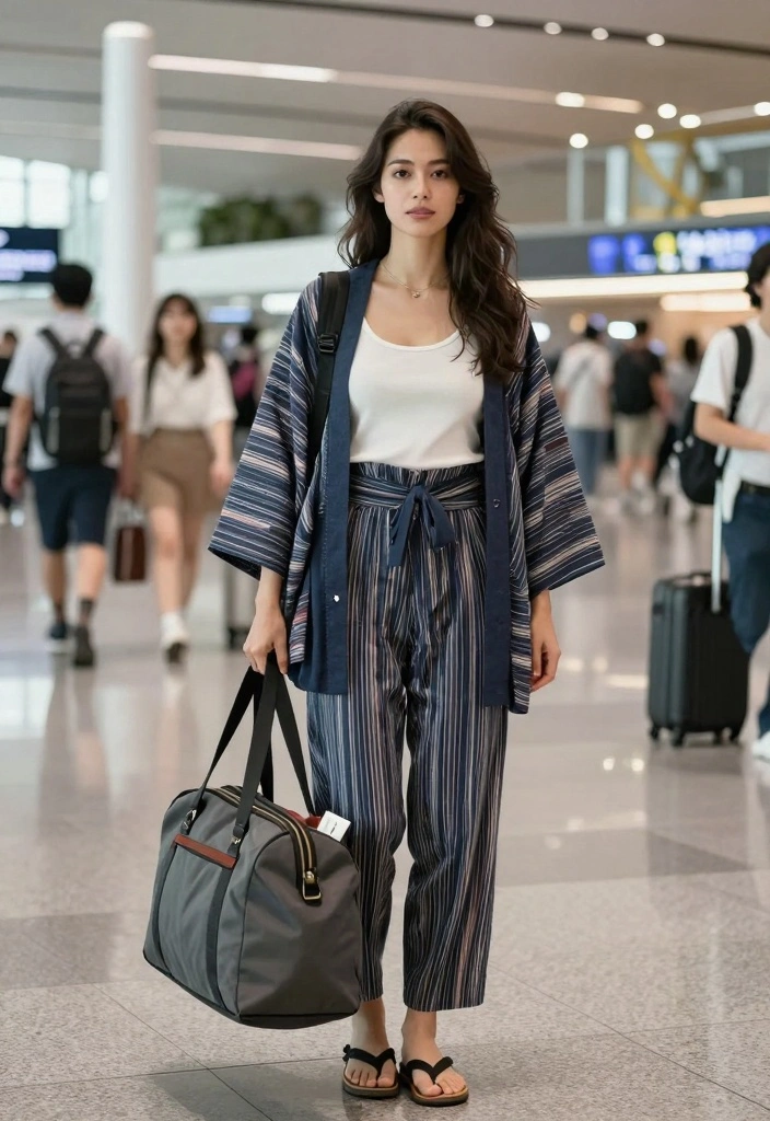 14 Sustainable Hakama Pants Outfit Ideas For Women - 10. Travel-Ready Ensemble 1