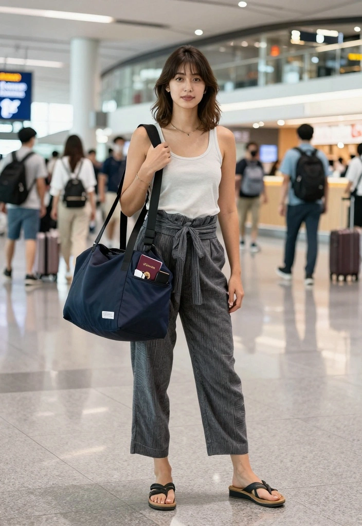 14 Sustainable Hakama Pants Outfit Ideas For Women - 10. Travel-Ready Ensemble 1