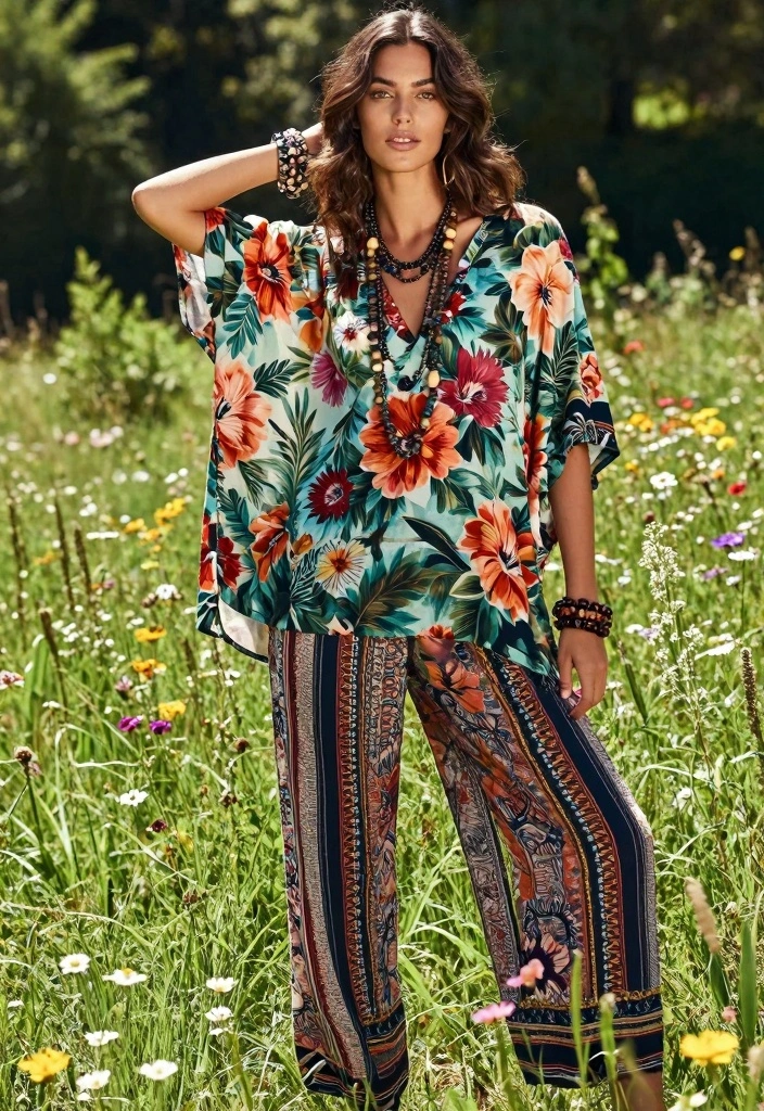 14 Sustainable Hakama Pants Outfit Ideas For Women - 2. Boho-Chic Ensemble 1