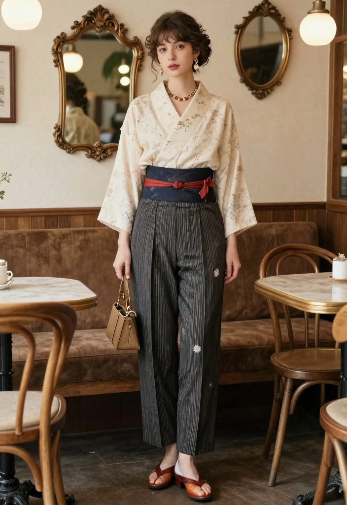 14 Sustainable Hakama Pants Outfit Ideas For Women - 9. Vintage Vibes 1
