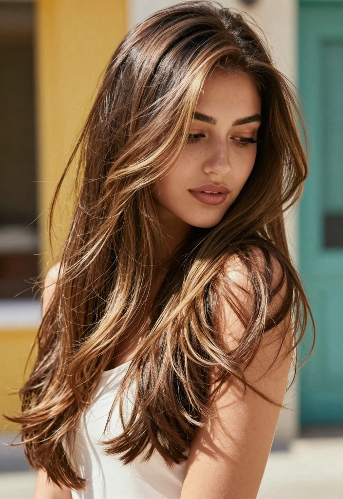 15 90s Long Layered Hair Ideas: Timeless Volume - 10. Long Layers with Highlights 1