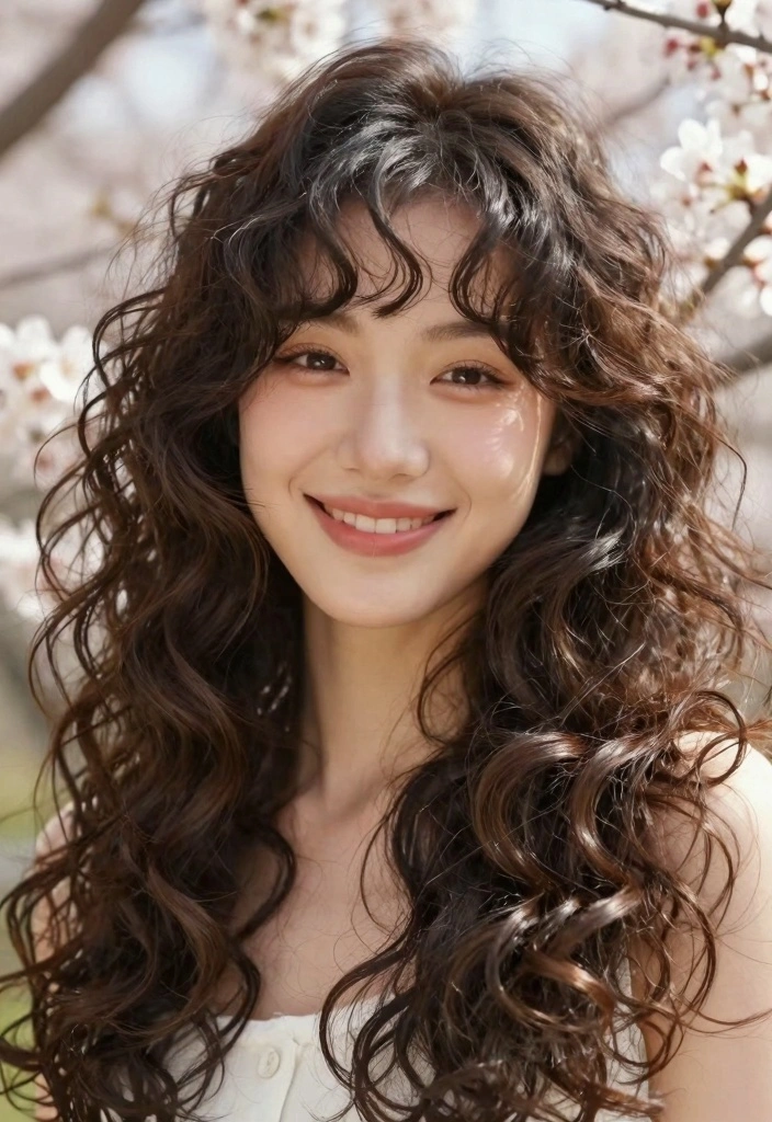 15 90s Long Layered Hair Ideas: Timeless Volume - 5. Curly Bangs with Long Layers 1