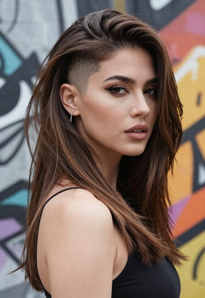 15 90s Long Layered Hair Ideas: Timeless Volume - 9. Layered Waves with an Edgy Fade 1