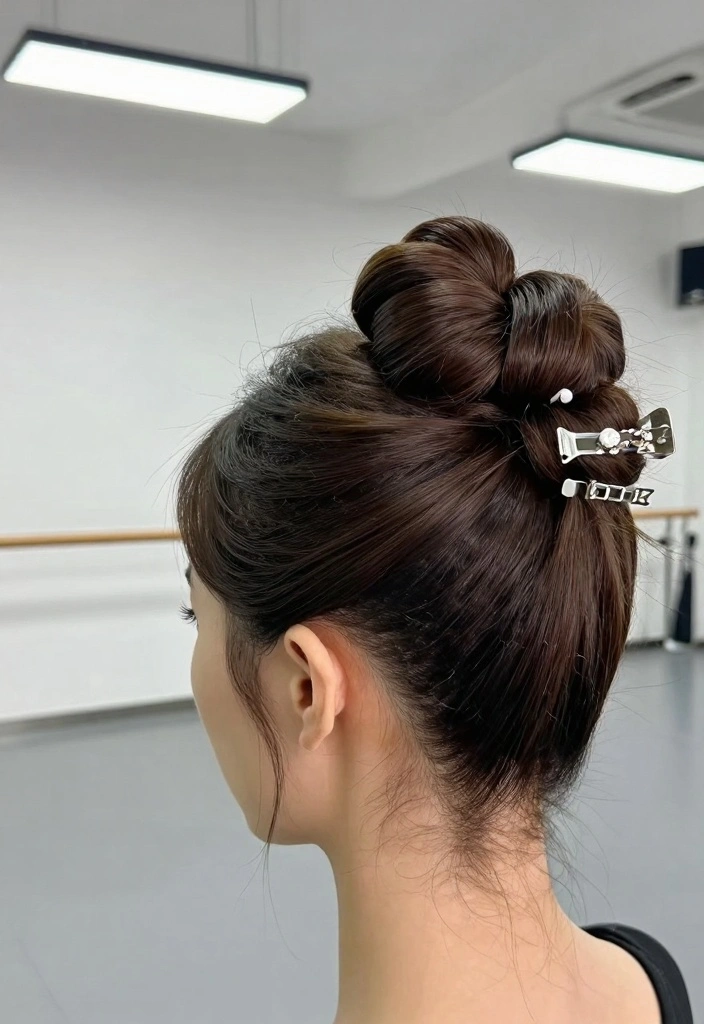 15 Ballroom Dance Hair Ideas: Elegant Polished Styles - 12. Elegant Top Knot 1