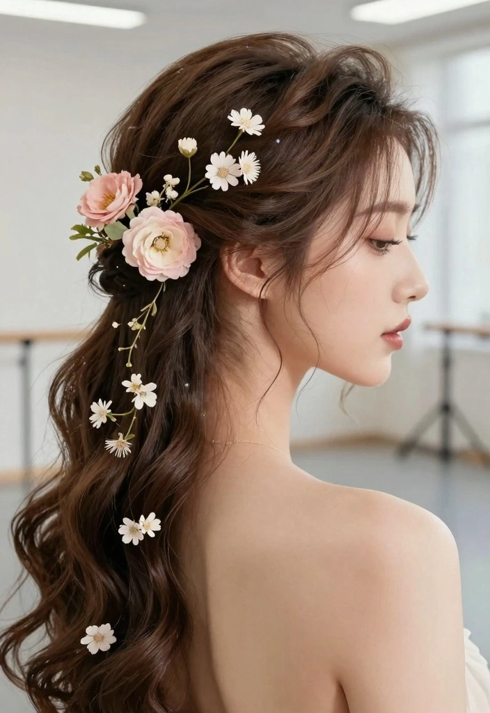 15 Ballroom Dance Hair Ideas: Elegant Polished Styles - 14. Floral Accent Updo 1