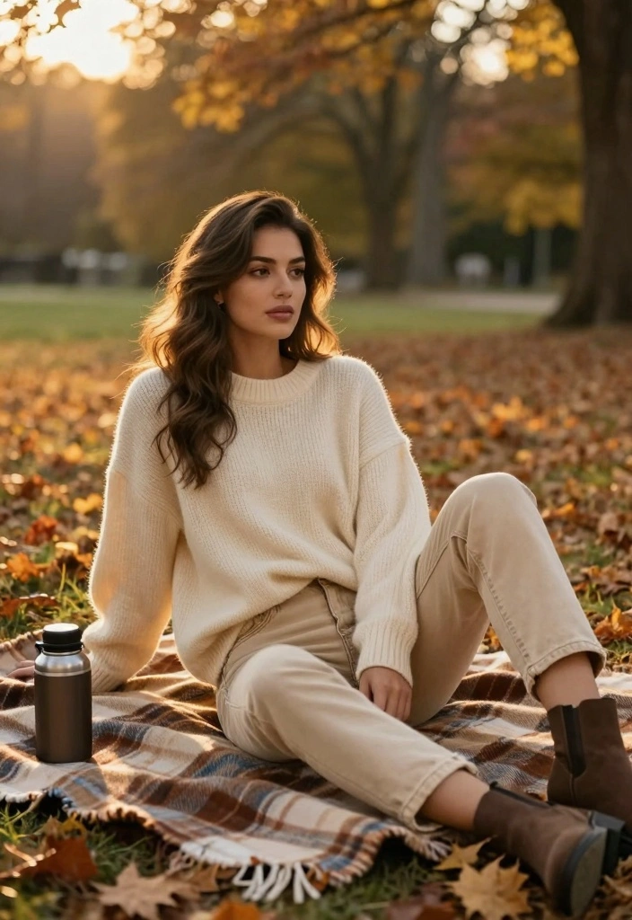 15 Beige Jeans Outfit Ideas For Women With Clean Style - 3. Weekend Vibes with a Cozy Sweater 1