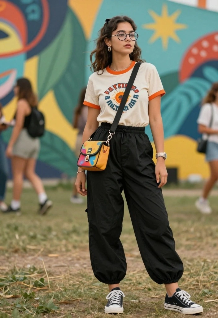 15 Black Baggy Pants Outfit Ideas For Women - 10. Vintage Inspired 1