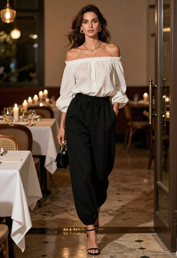 15 Black Baggy Pants Outfit Ideas For Women - 13. Effortless Date Night 1