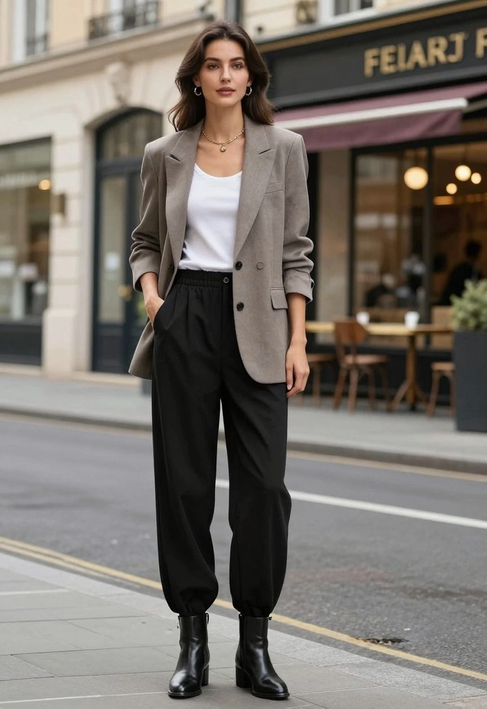 15 Black Baggy Pants Outfit Ideas For Women - 2. Elevated Casual 1