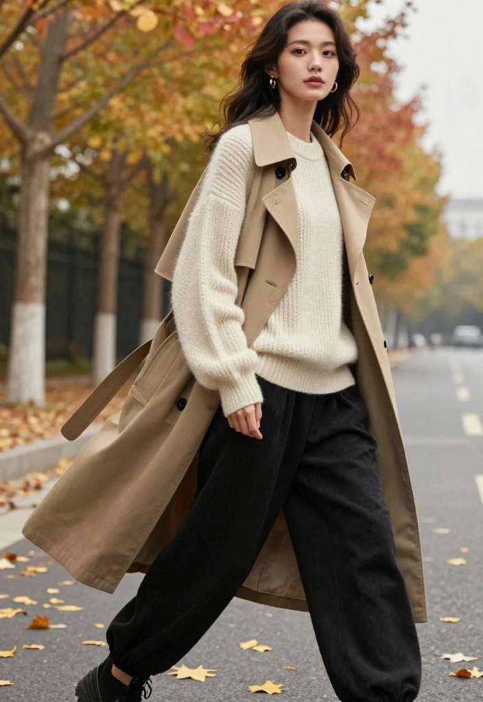 15 Black Baggy Pants Outfit Ideas For Women - 3. Cozy Layered Look 1