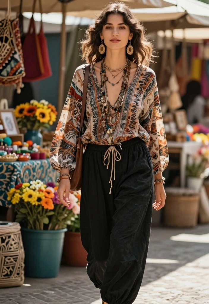 15 Black Baggy Pants Outfit Ideas For Women - 6. Boho Vibes 1