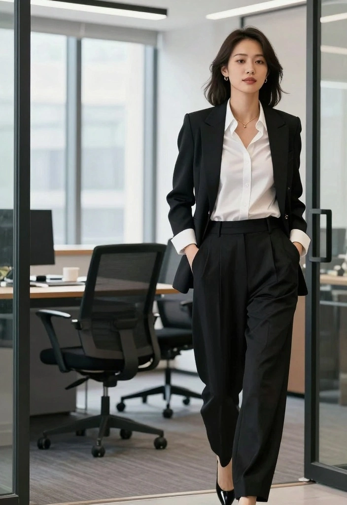 15 Black Baggy Pants Outfit Ideas For Women - 8. Working Woman’s Wardrobe 1