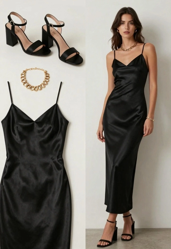 15 Black Party Dress Outfit Ideas With Glam Energy - 3. Chic Slip Dress 1
