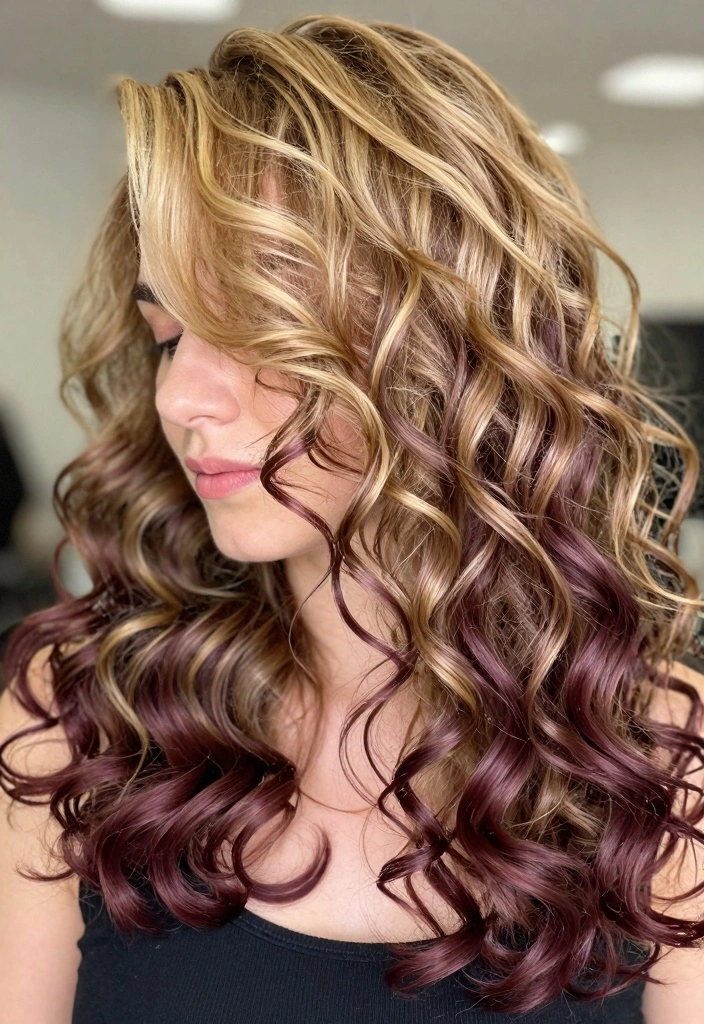 15 Blonde Hair With Lowlights Ideas for Depth and Shine - 13. Deep Plum Lowlights 1