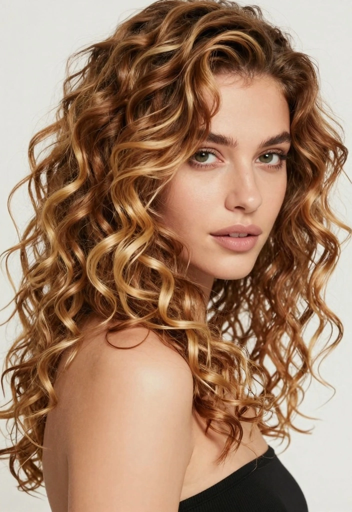 15 Blonde Hair With Lowlights Ideas for Depth and Shine - 3. Caramel Swirl Curls 1