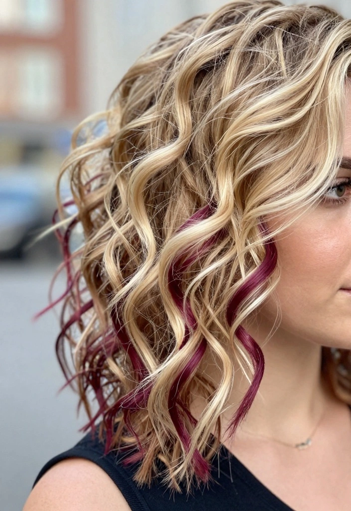 15 Blonde Hair With Lowlights Ideas for Depth and Shine - 6. Bold Burgundy Highlights 1