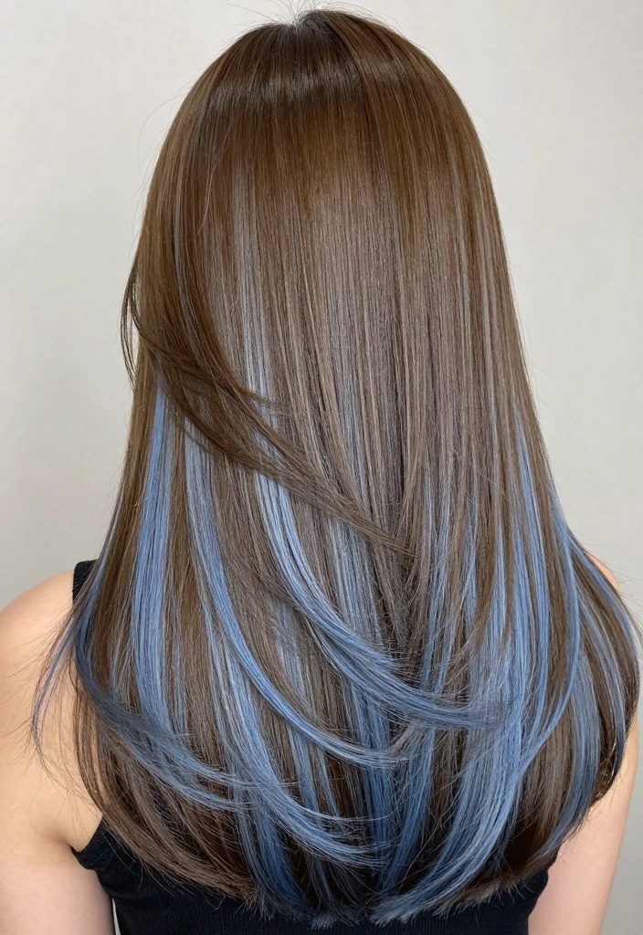 15 Blue Highlights in Brown Hair Ideas: Bold Accent Styles to Rock - 10. Frosted Blue Highlights 1