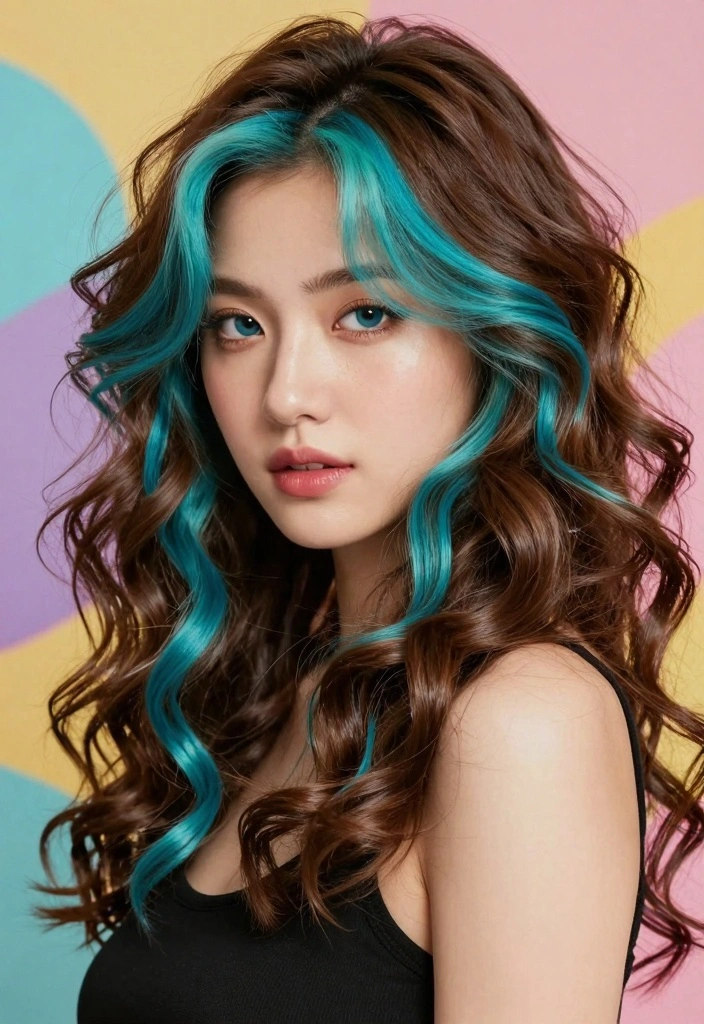 15 Blue Highlights in Brown Hair Ideas: Bold Accent Styles to Rock - 14. Turquoise Burst 1