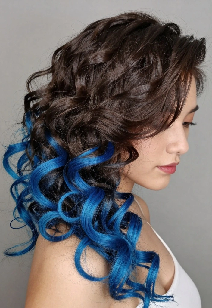 15 Blue Highlights in Brown Hair Ideas: Bold Accent Styles to Rock - 4. Electric Blue Tips 1