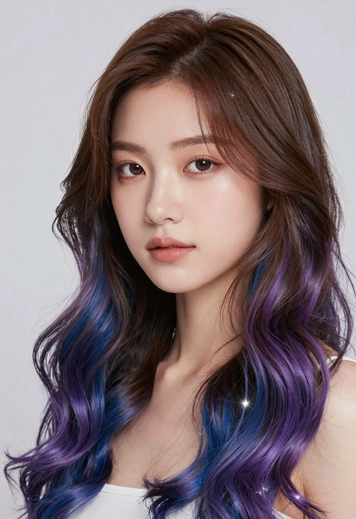 15 Blue Highlights in Brown Hair Ideas: Bold Accent Styles to Rock - 5. Blue and Purple Fusion 1