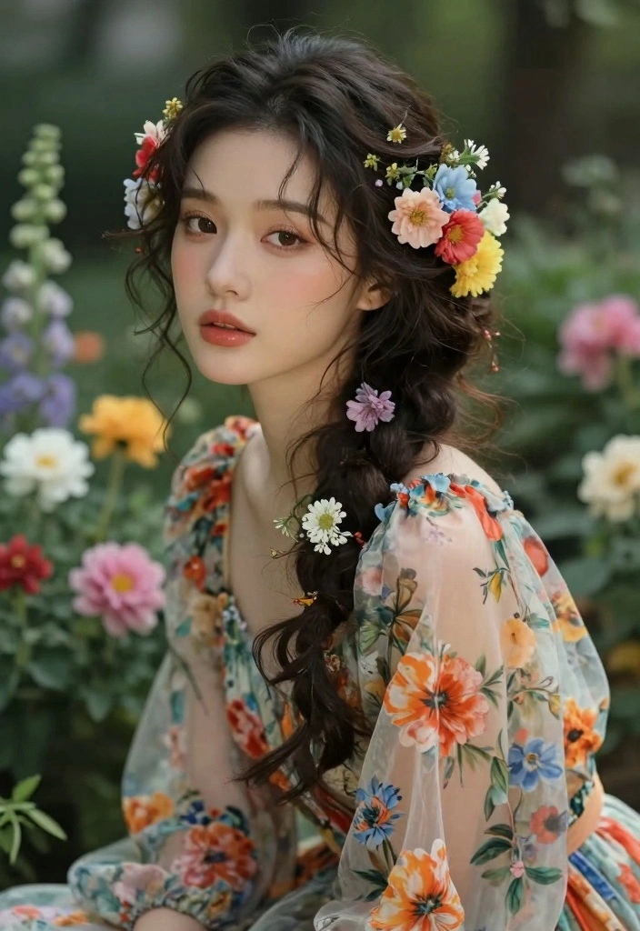 15 Bold and Creative Halloween Costumes Ideas for Black Hair - 13. Floral Goddess 1