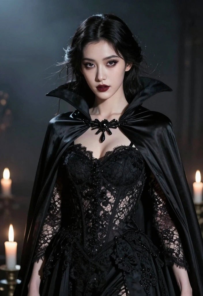 15 Bold and Creative Halloween Costumes Ideas for Black Hair - 8. Spellbinding Vampire 1