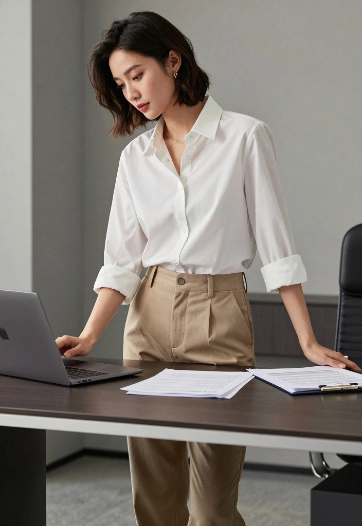 15 Carpenter Pants Outfit Ideas For Women - 13. Work-Ready with a Button-Up Shirt 1