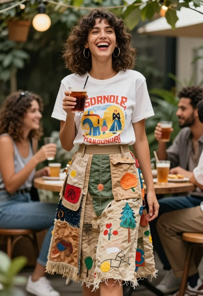 15 Casual Party Outfit Ideas For Women - 5. Playful Skirts with Graphic Tees 1