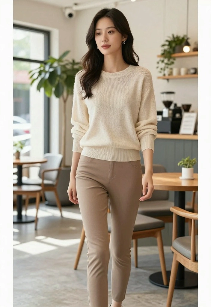 15 Casual Party Outfit Ideas For Women - 6. Casual Chic with a Knit Top and tapered Pants 1