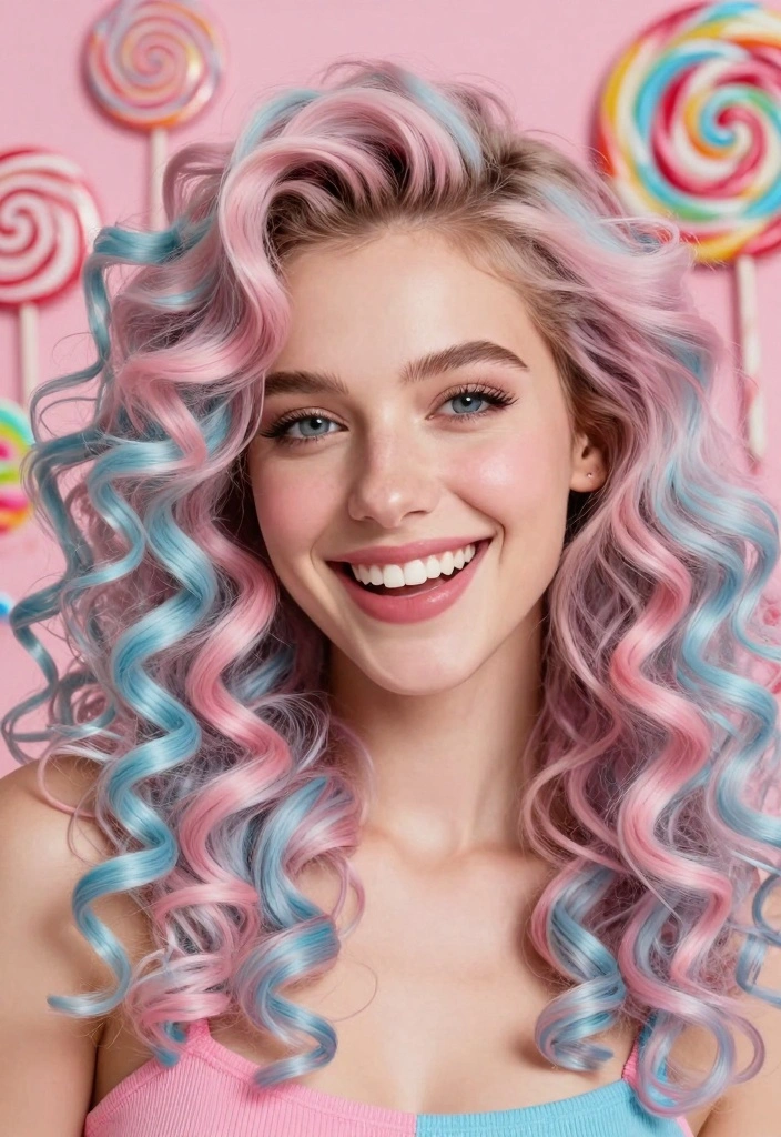 15 Colored Curly Hair Ideas: Playful Vibrant Style - 10. Candy Floss Hues 1