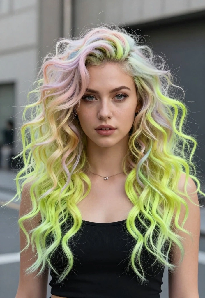 15 Colored Curly Hair Ideas: Playful Vibrant Style - 13. Funky Split Dyed Curls 1