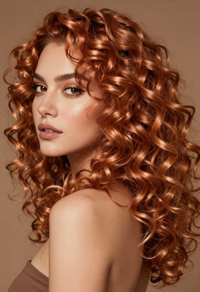 15 Colored Curly Hair Ideas: Playful Vibrant Style - 14. Soft Copper Tones 1