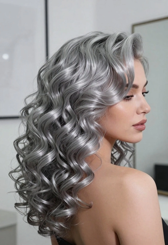 15 Colored Curly Hair Ideas: Playful Vibrant Style - 5. Silver and Grey Curls 1