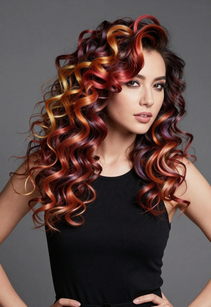 15 Colored Curly Hair Ideas: Playful Vibrant Style - 7. Color Block Curls 1