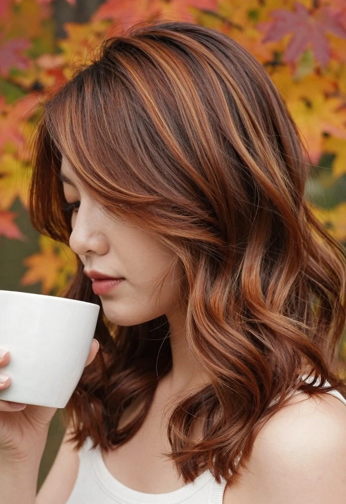 15 Dark Autumn Hair Color Ideas: Deep Warm Shades - 12. Ember Brown Highlights 1
