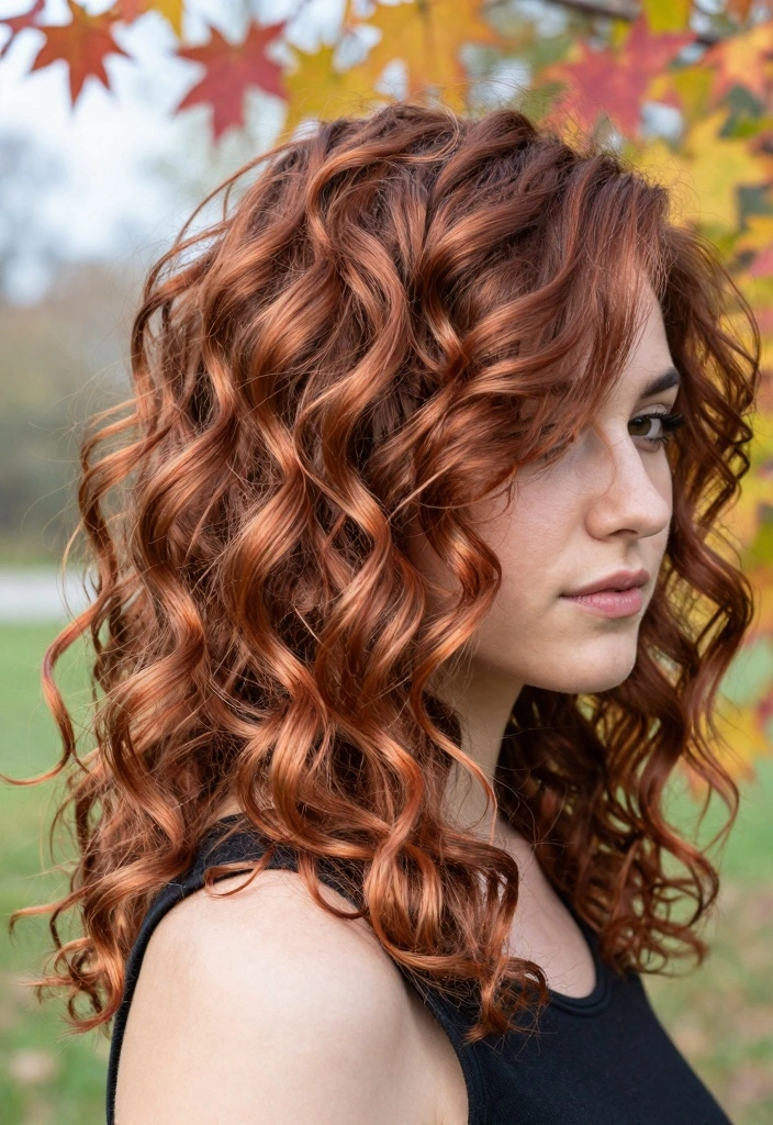 15 Dark Autumn Hair Color Ideas: Deep Warm Shades - 14. Rustic Copper Highlights 1