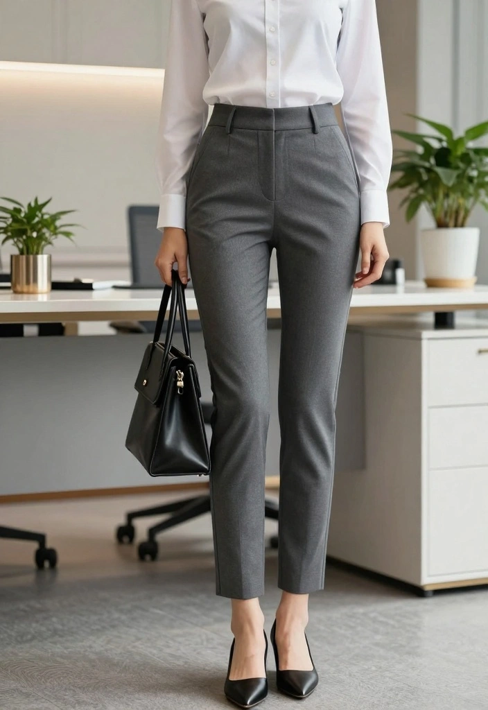 15 Grey Dress Pants Outfit Ideas For Polished Looks - 1. Sophisticated White Button-Up 1