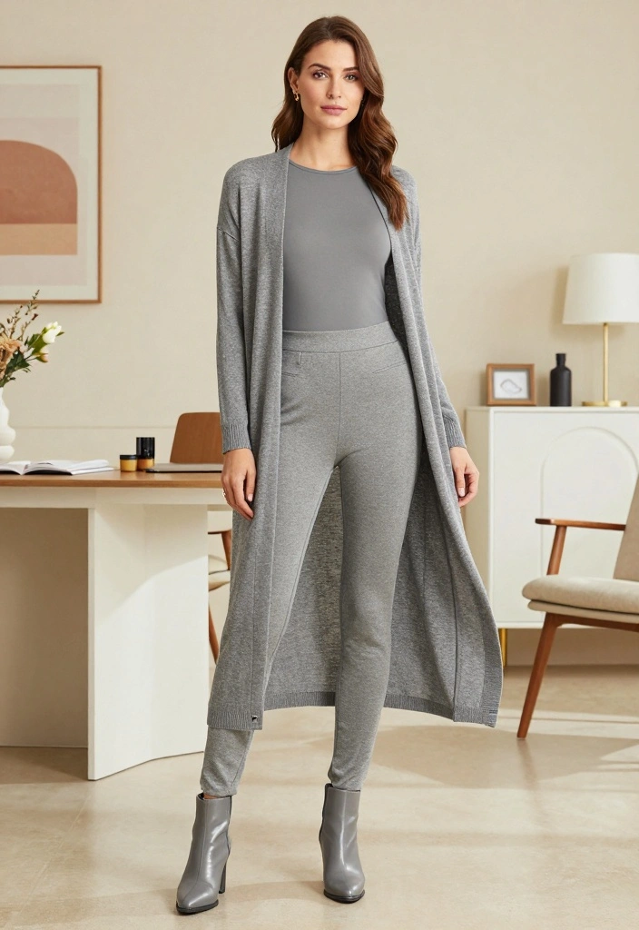 15 Grey Dress Pants Outfit Ideas For Polished Looks - 11. Layered Cardigan Comfort 1
